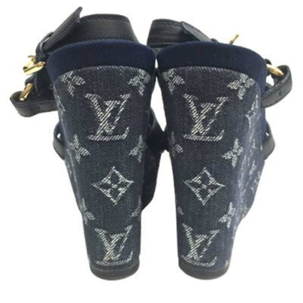 Louis Vuitton Sandals Wedge Denim Ocean Mules - Picture 4 of 9